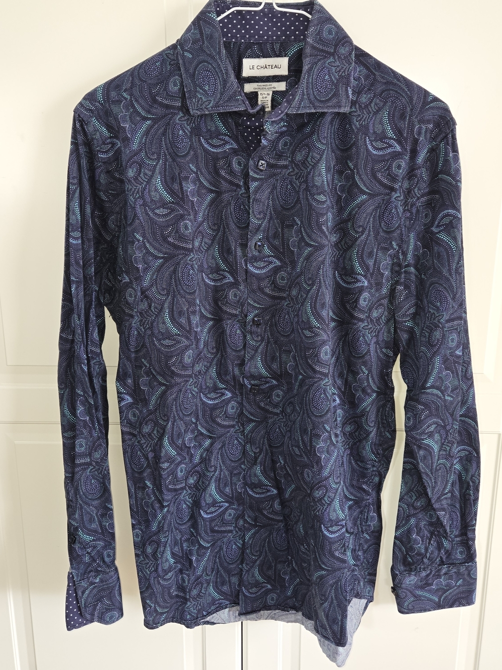 le chateau Navy Paisley Long-Sleeve Button-Down Shirt